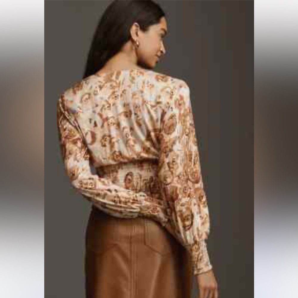 Anthropologie Valentina Floral Smocked Top Blouse Medium - Picture 3 of 9